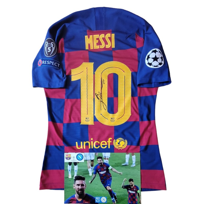 Maglia Messi preparata Barcellona vs Napoli 2020 - Autografata