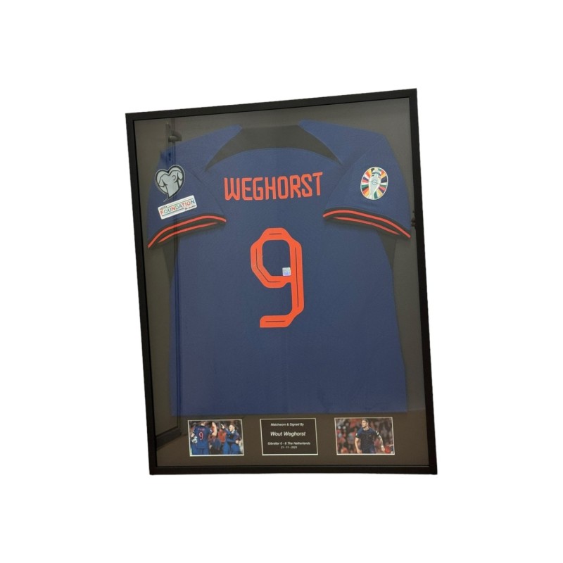 Wout Weghorst Matchworn Netherlands Away Signed And Framed Shirt