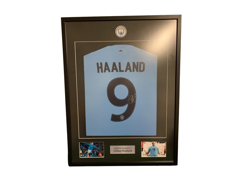 Maglia Haaland Manchester City - Autografata e Incorniciata