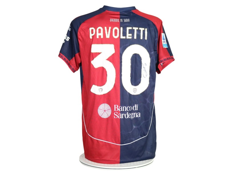 Maglia Preparata Pavoletti Cagliari vs Genoa, 2025 - Autografata