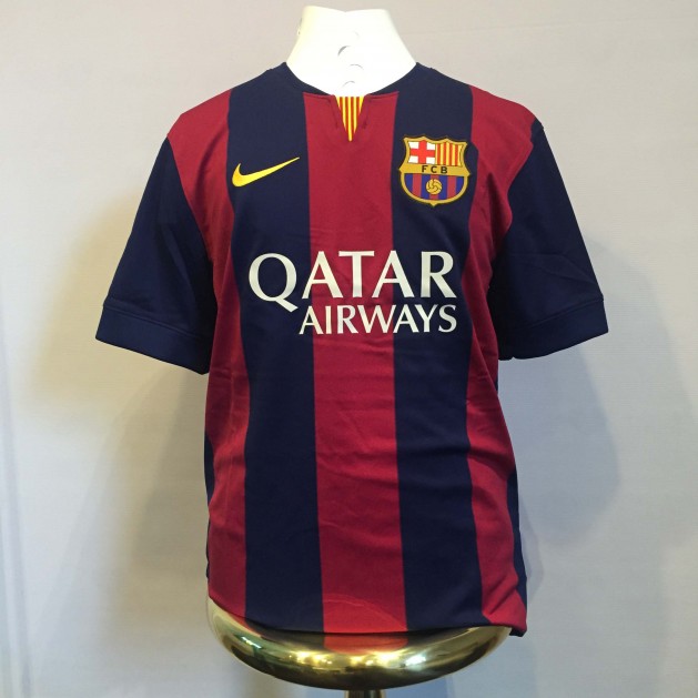 Lionel Messi FC Barcelona Signed Shirt from the historic 2014-2015 treble season 