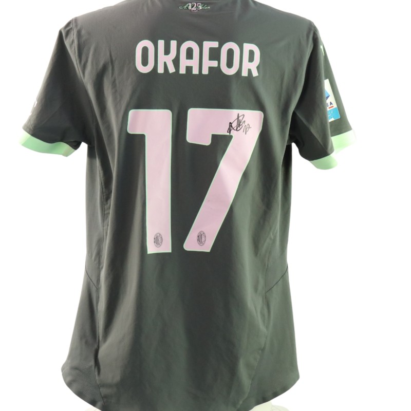 Okafor's Signed Match-Worn Shirt, Parma vs Milan 2024