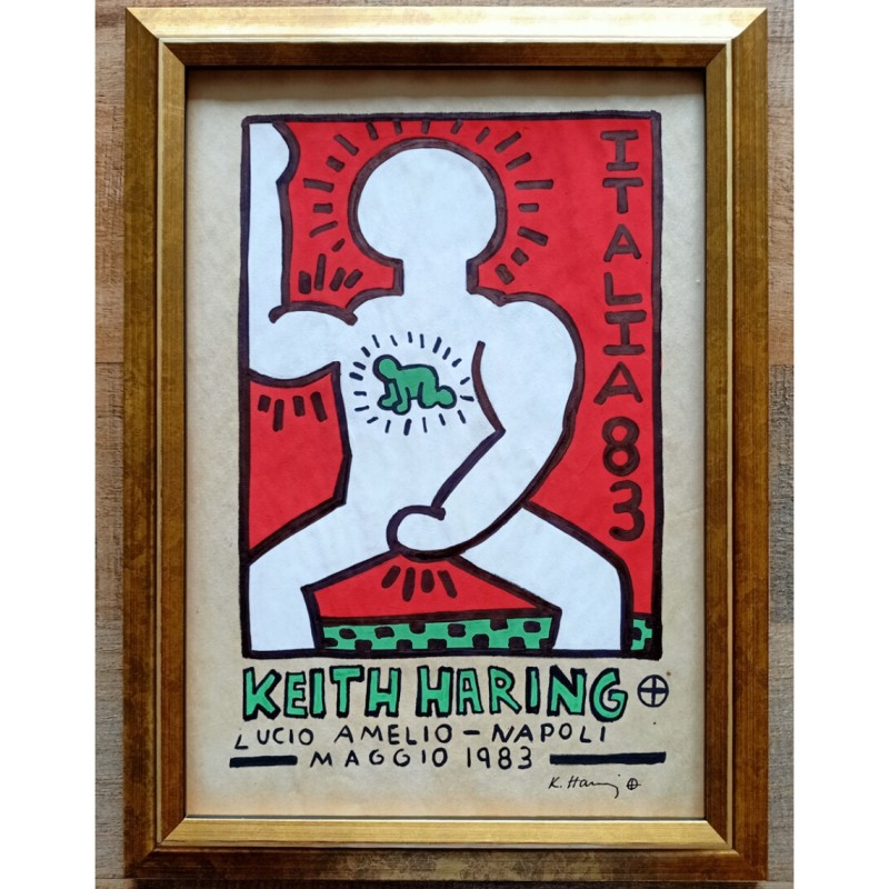 Drawing by Keith Haring with Frame