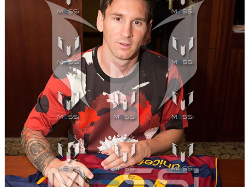 Signed Lionel Messi Barcelona 2015-16 Shirt - Framed Deluxe Display