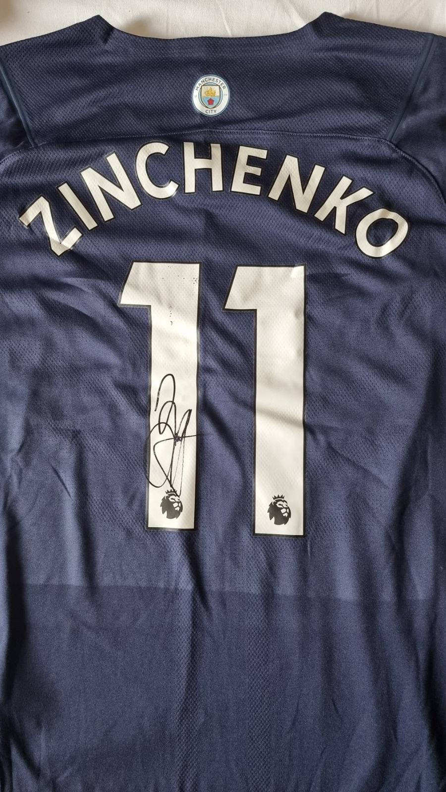 Zinchenko's Manchester City Worn and Signed Shirt, 2021/22