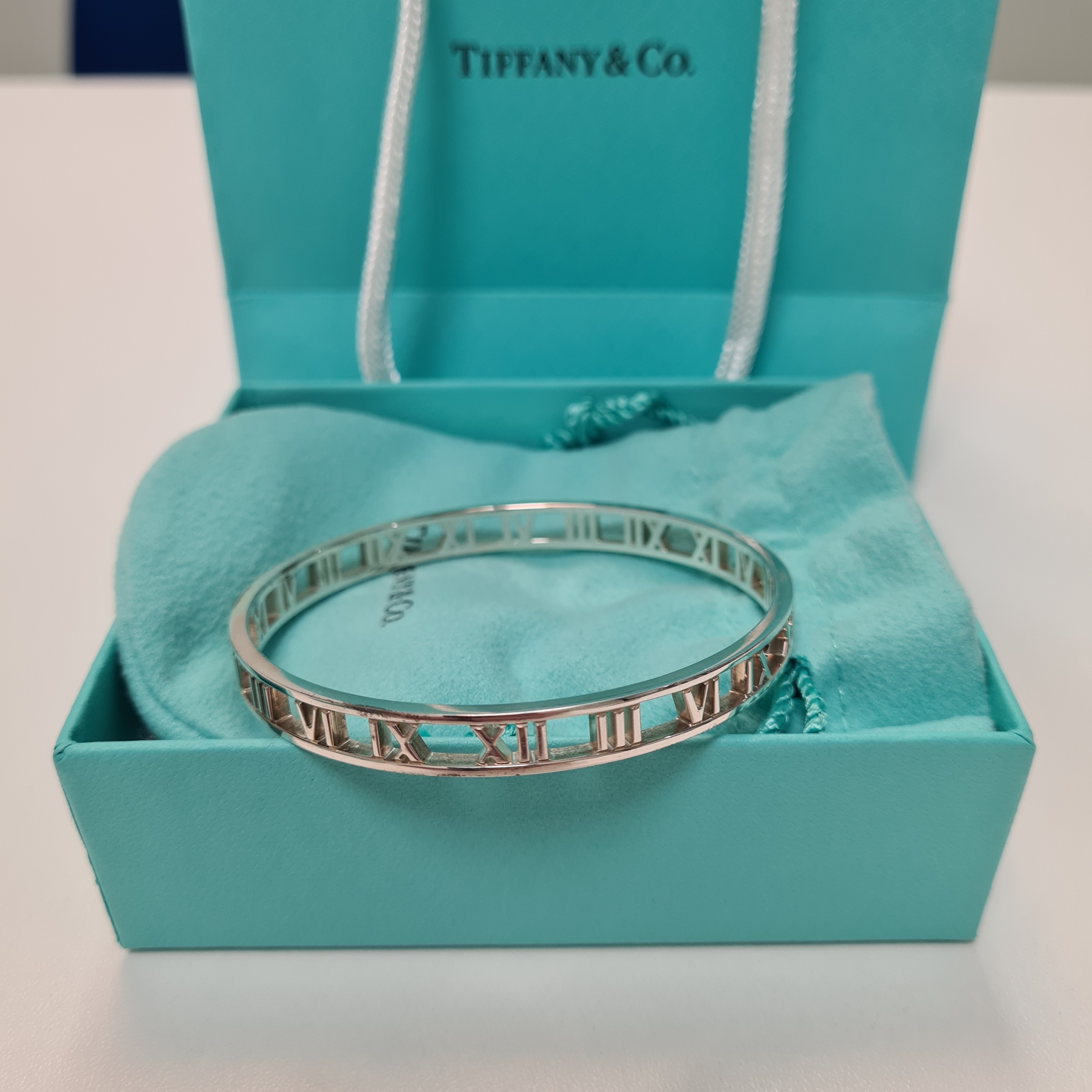 Tiffany Atlas bangle bracelet with Roman Numerals