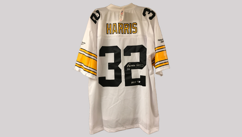 Lot Detail - 1978 FRANCO HARRIS PITTSBURGH STEELERS GAME WORN JERSEY  AUTOGRAPHED W/ MULTIPLE NOTATIONS INCL. 1978 GAME USED (NUMEROUS TEAM  REPAIRS)