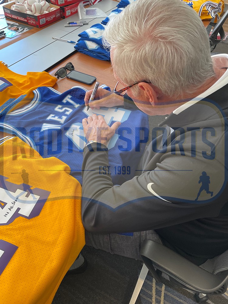 Jerry West Signed Los Angeles Throwback Blue Jersey