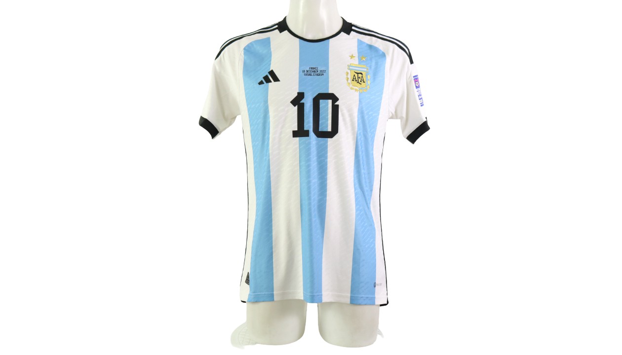 Messi Authentic Argentine Shirt, Final WC 2022 - CharityStars