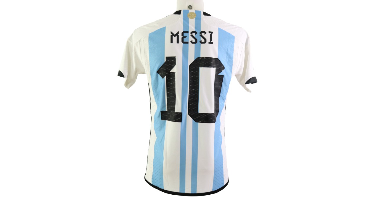 Messi Authentic Argentine Shirt, Final WC 2022 - CharityStars