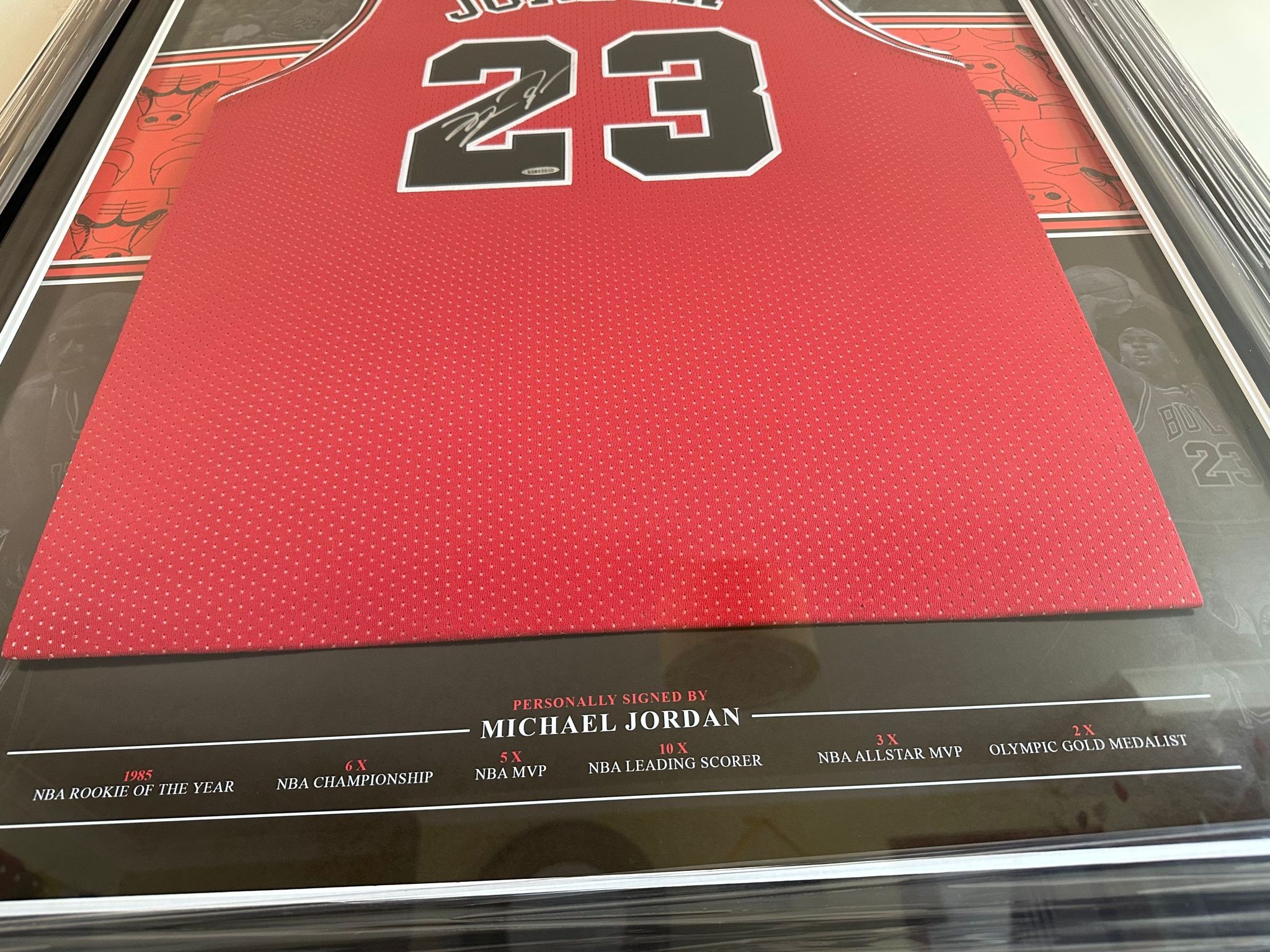 Michael Jordan Autographed & Embroidered “6X NBA CHAMP” & 25th Anniversary  Logo 1997-98 Chicago Bulls Black Authentic Mitchell & Ness Jersey