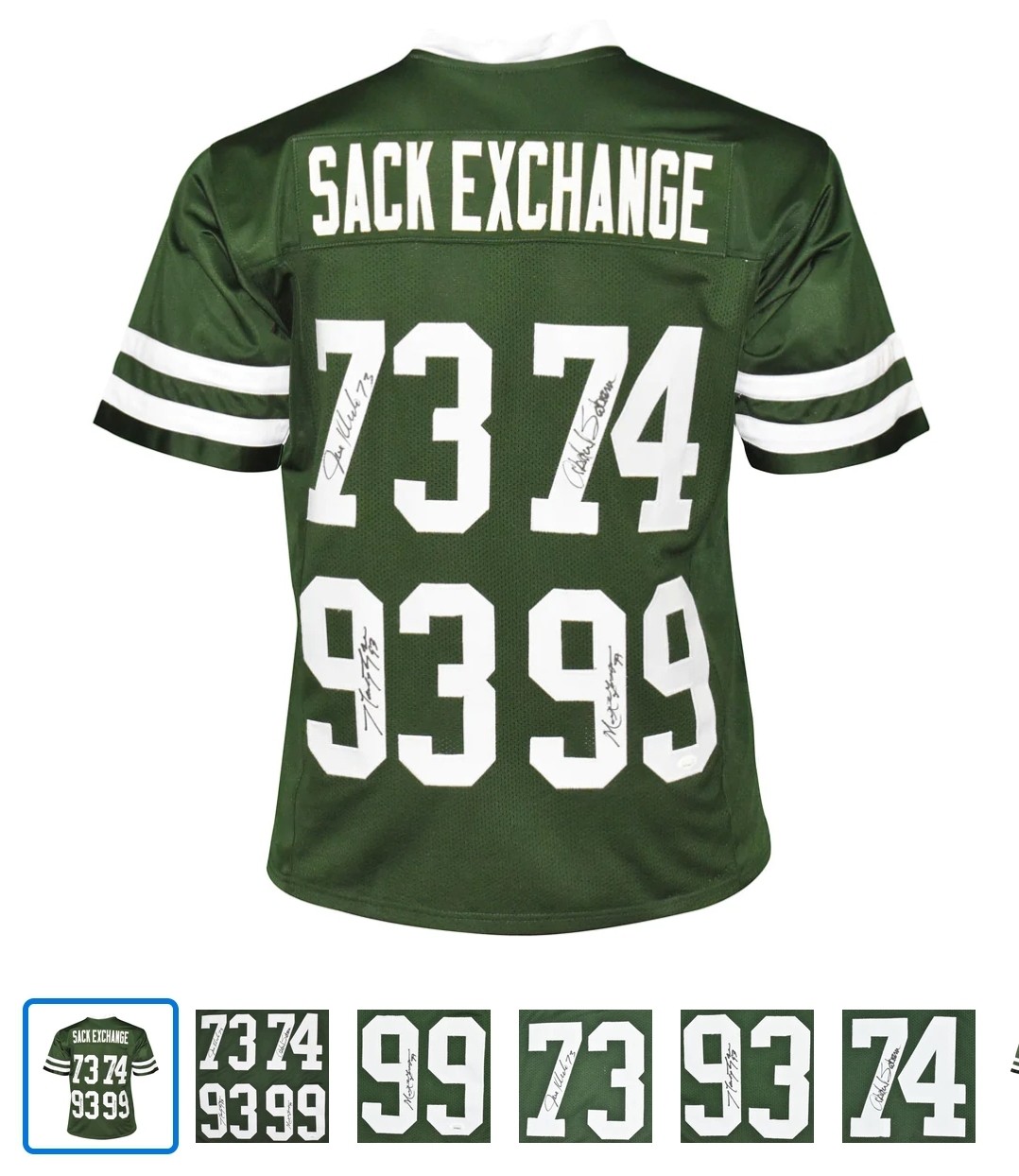 New York Sack Exchange Autographed Custom Green Football Jersey - JSA COA