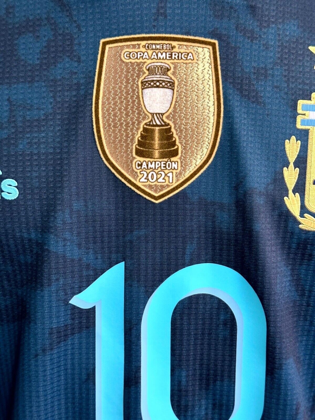 Argentina Campeon CONMEBOL 2021 COPA AMERICA Campeón jersey patch MESSI