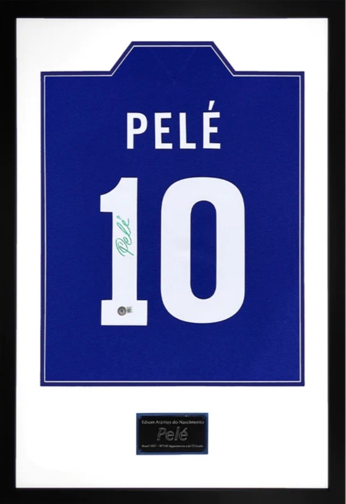 Exclusive Memorabilia Pele Brazil Signed Football Shirt Framed