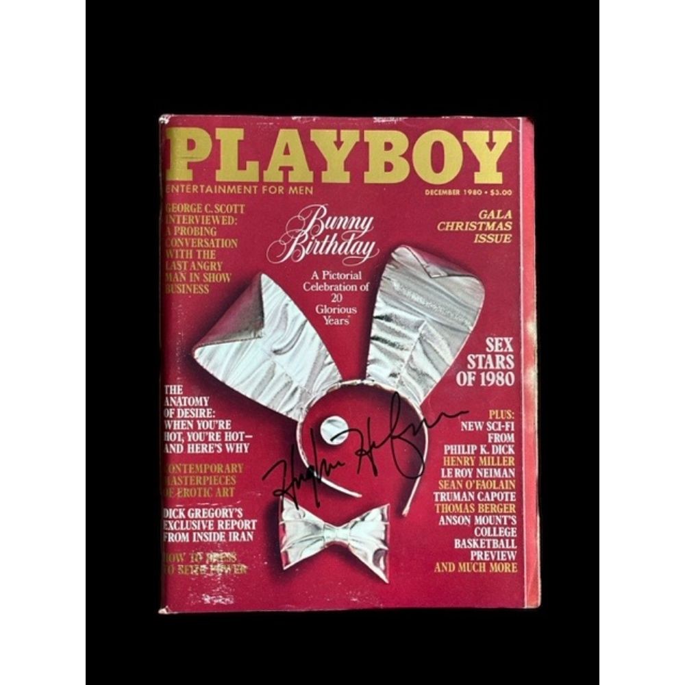 Hugh Hefner Signed December 1980 Playboy Magazine CharityStars