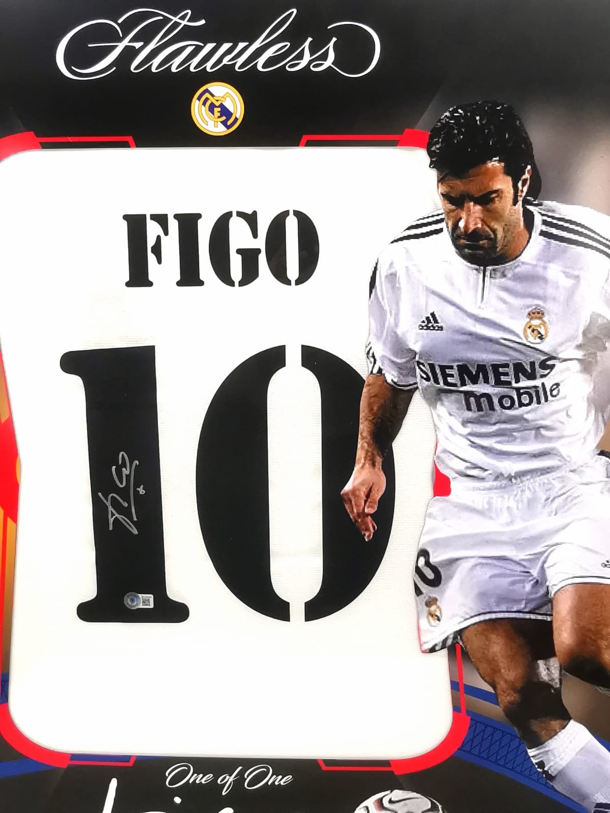 Luis Figo Official UEFA Champions League Signed and Framed Modern Real  Madrid Home Shirt With Fan Style Number