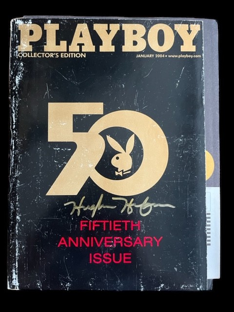 Hugh Hefner Signed Playboy 50th Anniversary Magazine Charitystars