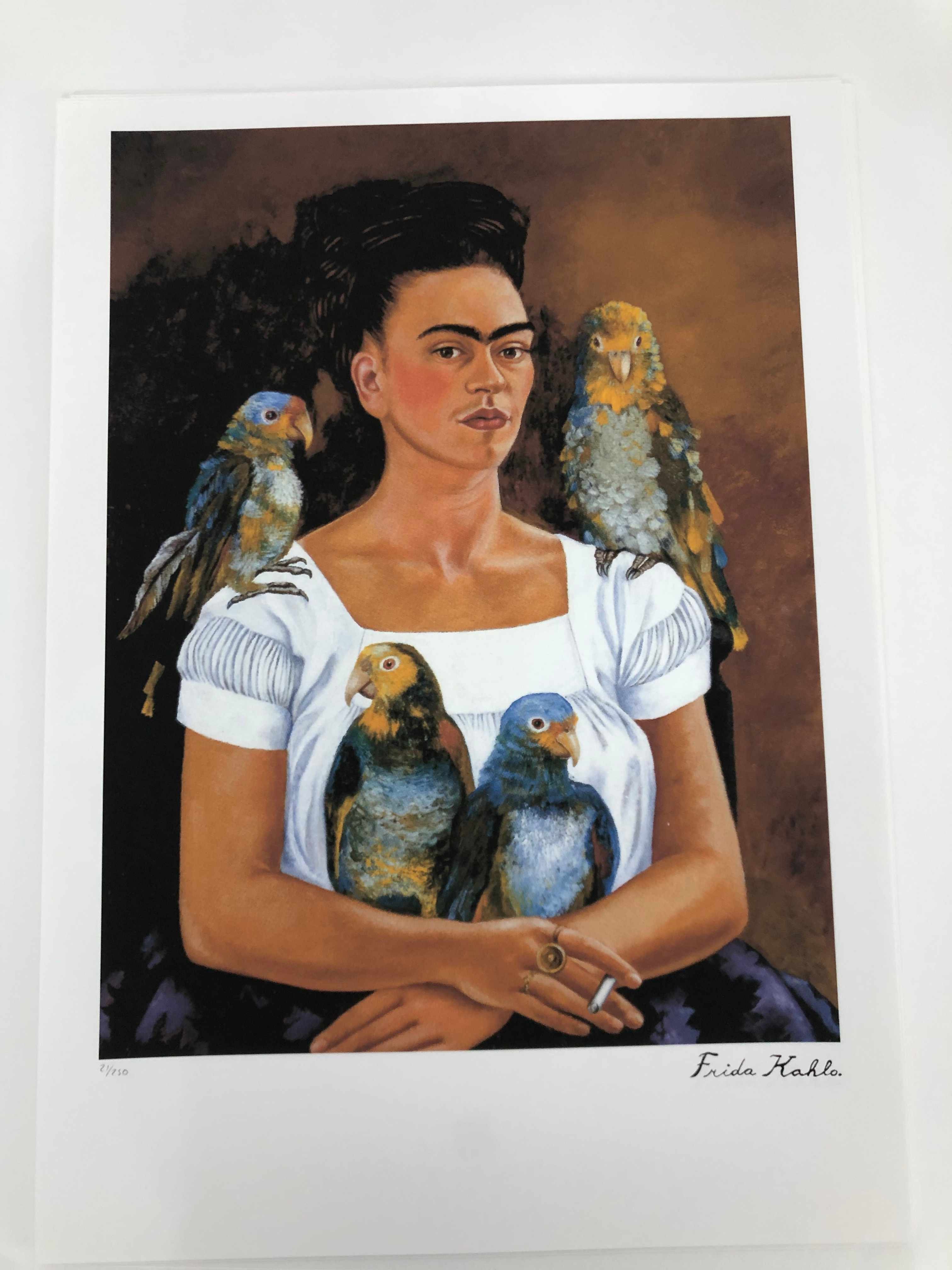 "Me And My Parrot" Frida Kahlo Signed Offset Lithograph - CharityStars