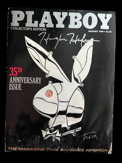 Hugh Hefner Signed Playboy 35th Anniversary Magazine Charitystars