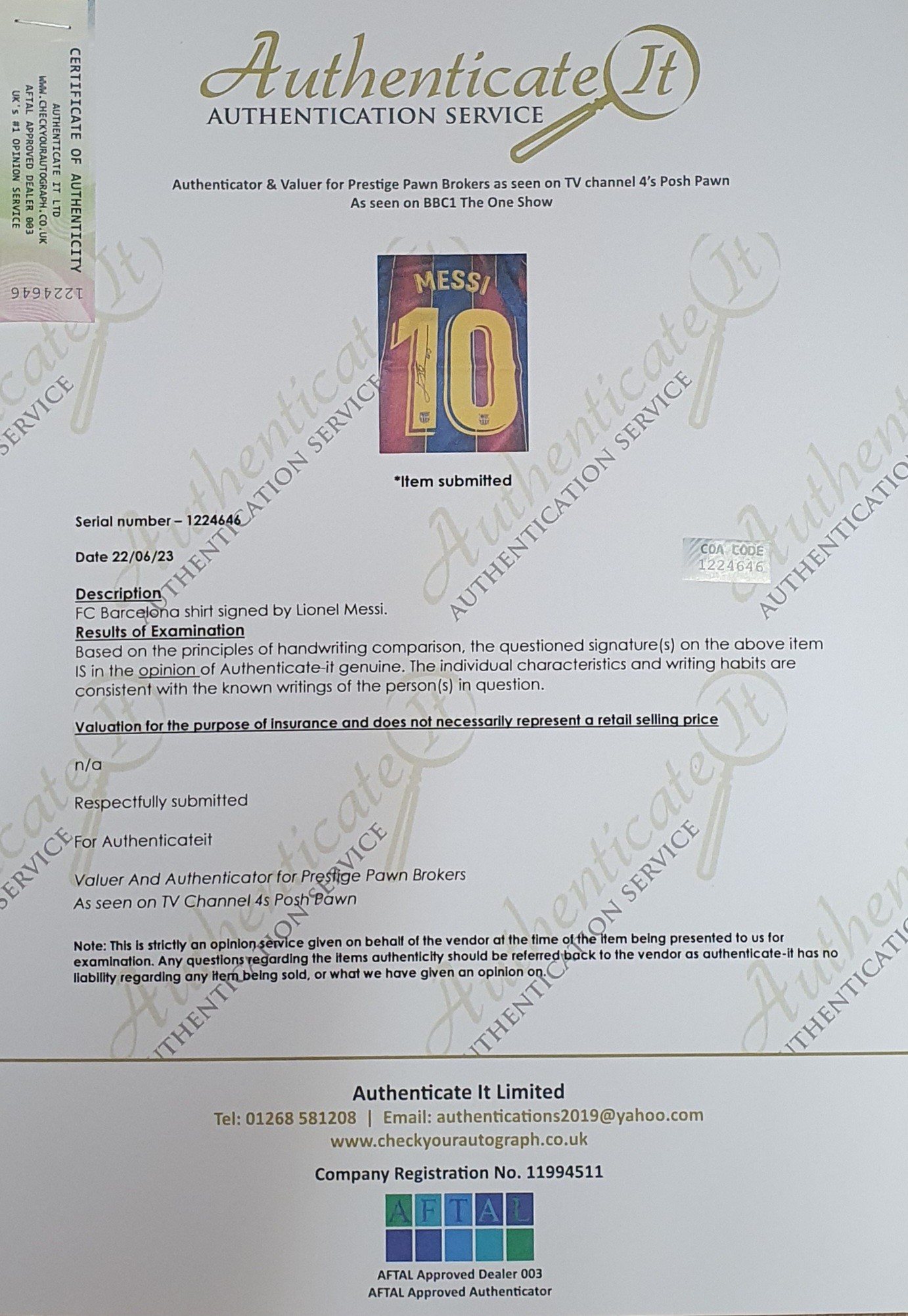 Messi's Official Barcelona Signed Shirt, 2006/07 - CharityStars