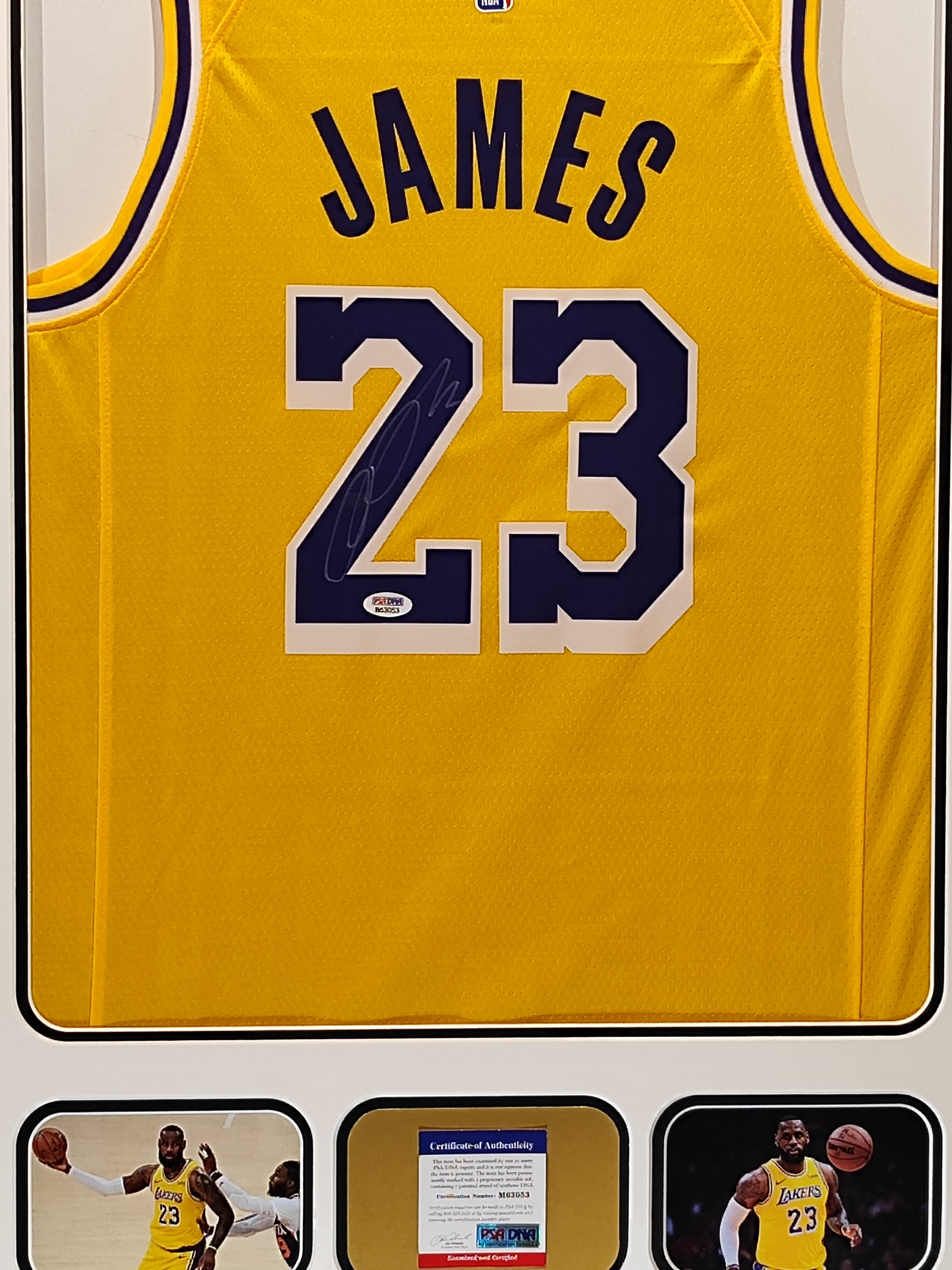 Los Angeles Lakers LeBron James Autographed Framed Purple & Yellow