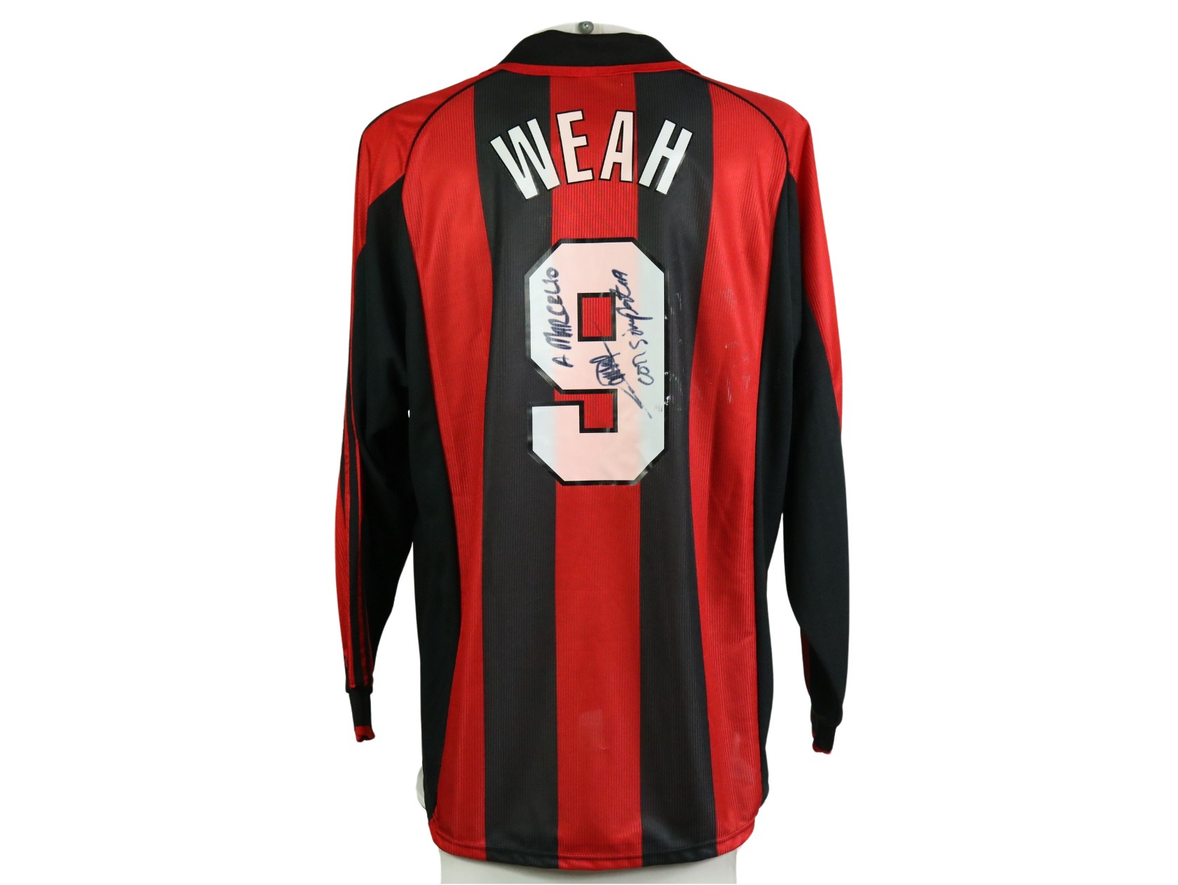 Weah's AC Milan Match Shirt, 1998/99 - Signed with dedication