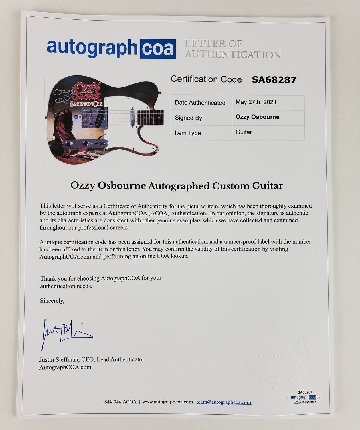 Ozzy Osbourne Signed Custom Graphics Guitar - CharityStars