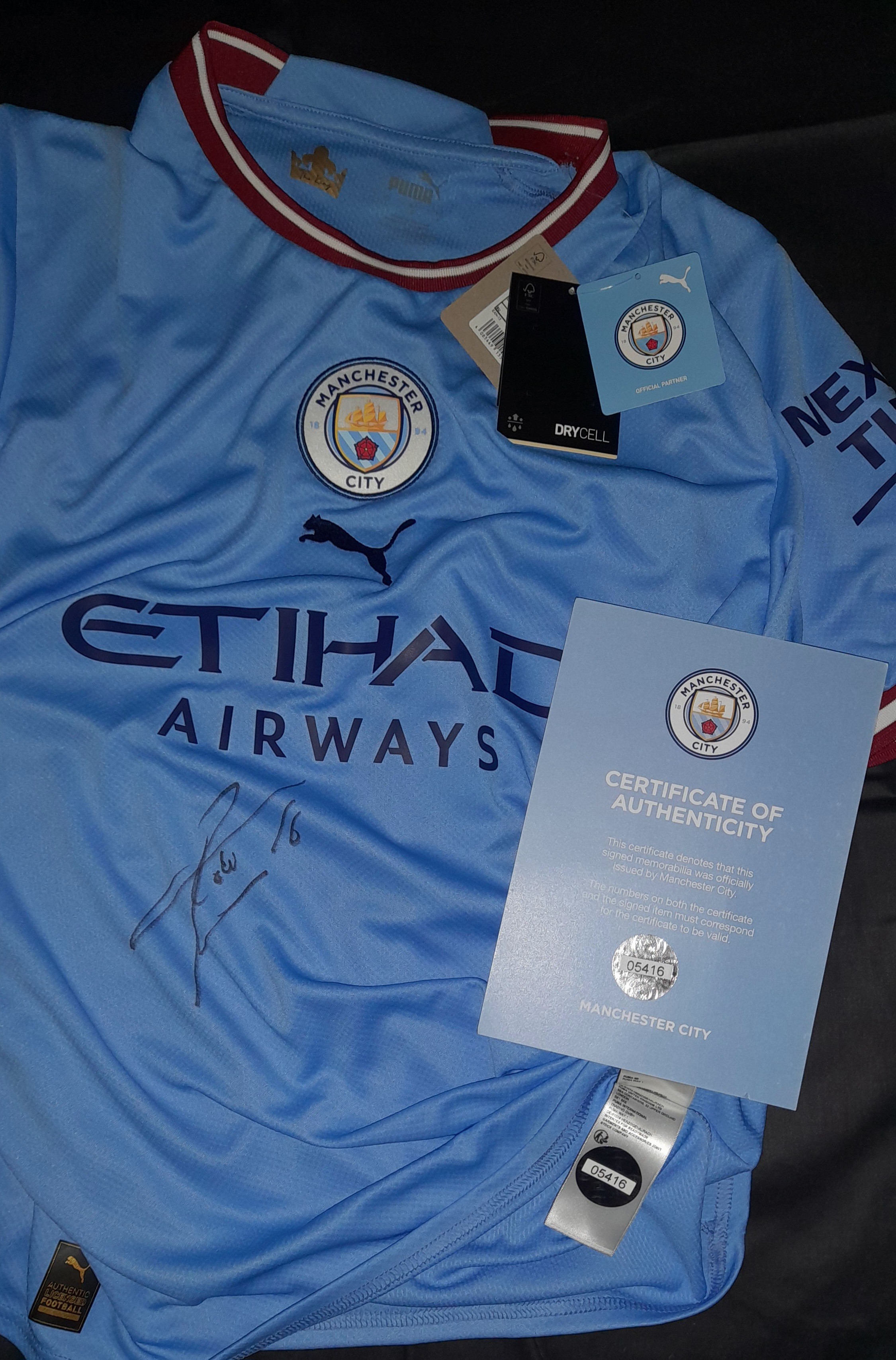 Rodrigo's Official Manchester City Treble Winners 2022/23 Signed Shirt ...