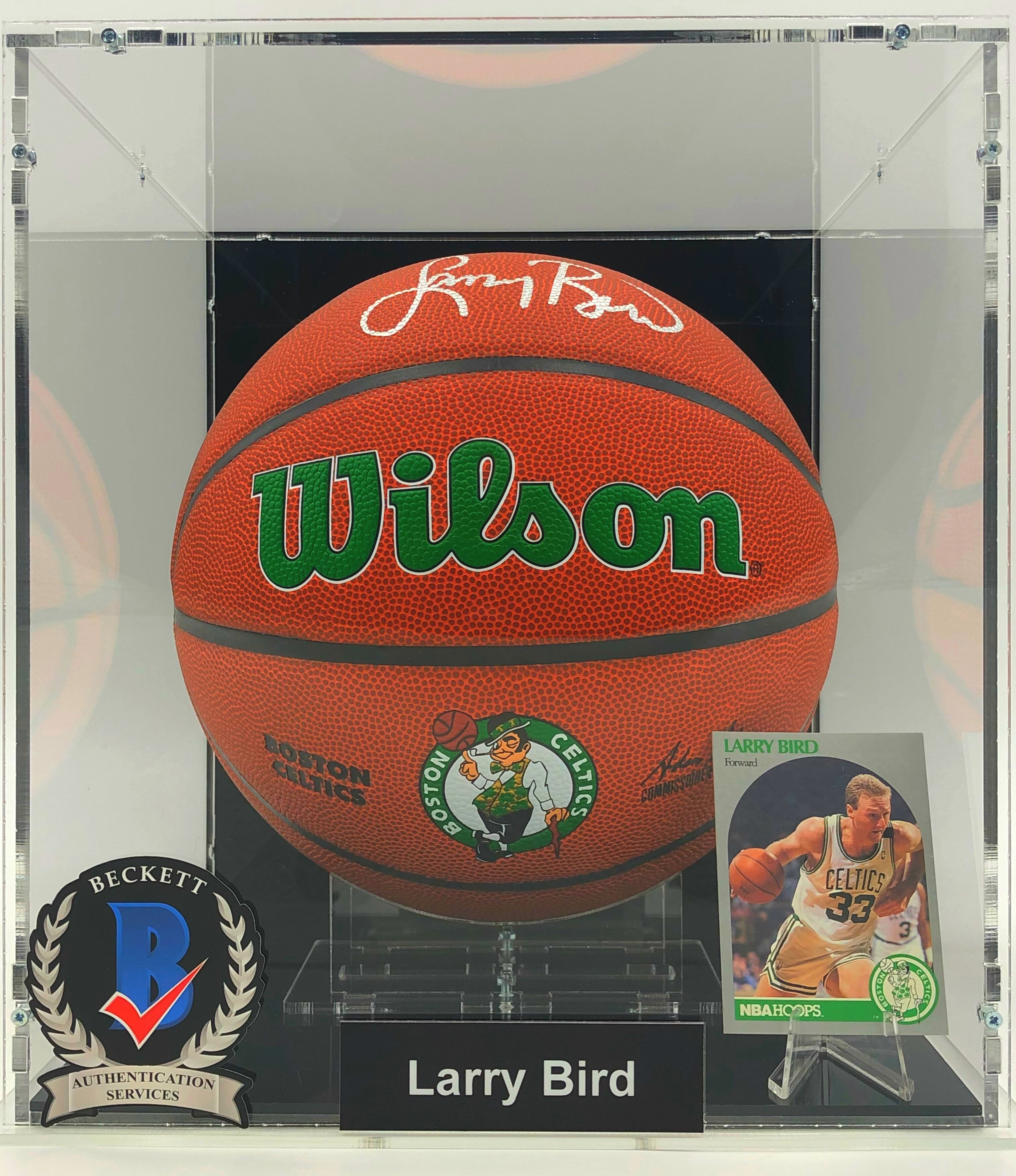 Larry Bird Signed Basketball In Display Case CharityStars