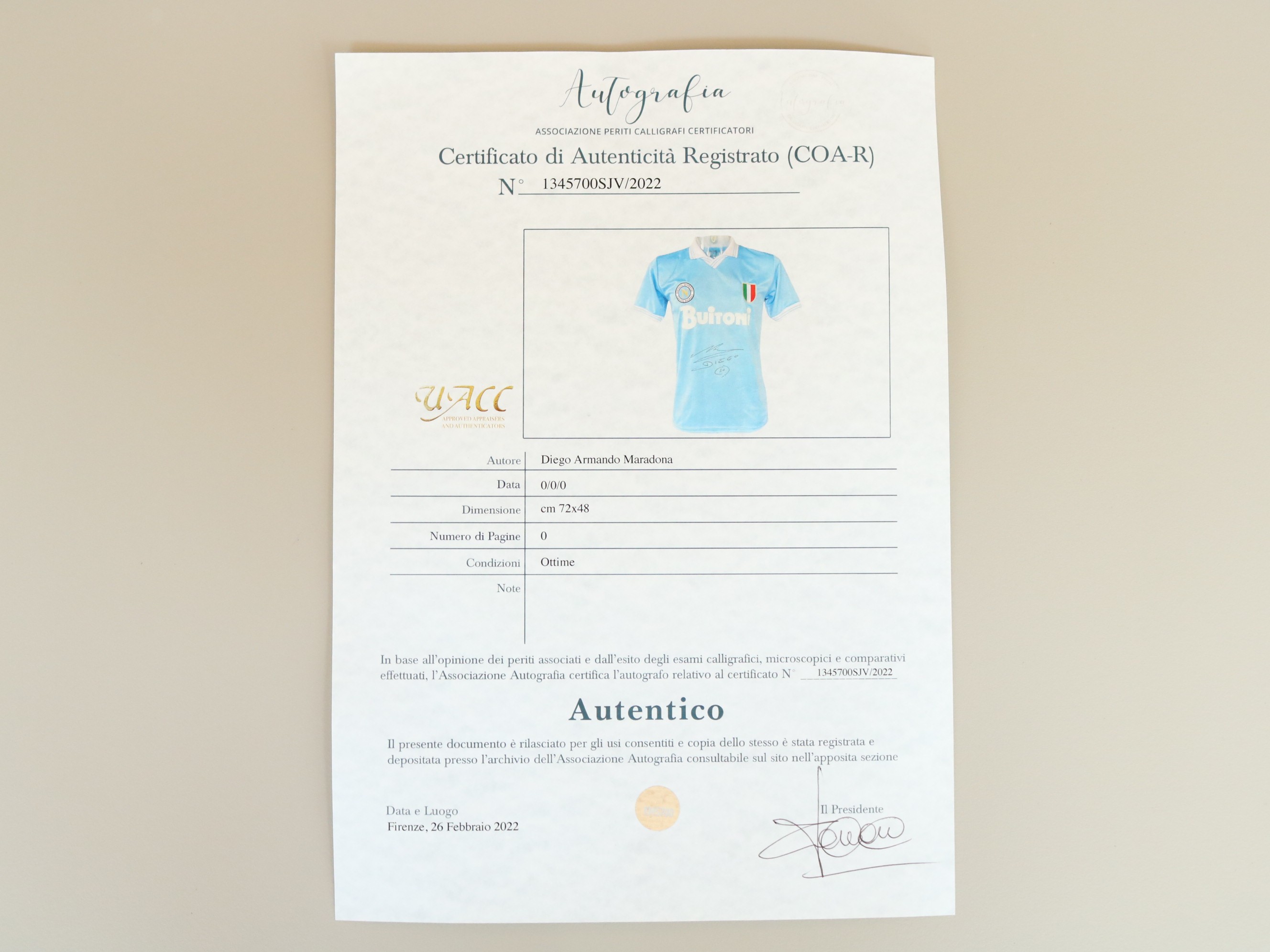 Maglia Ufficiale Maradona Napoli, 1987/88 - Autografata - CharityStars