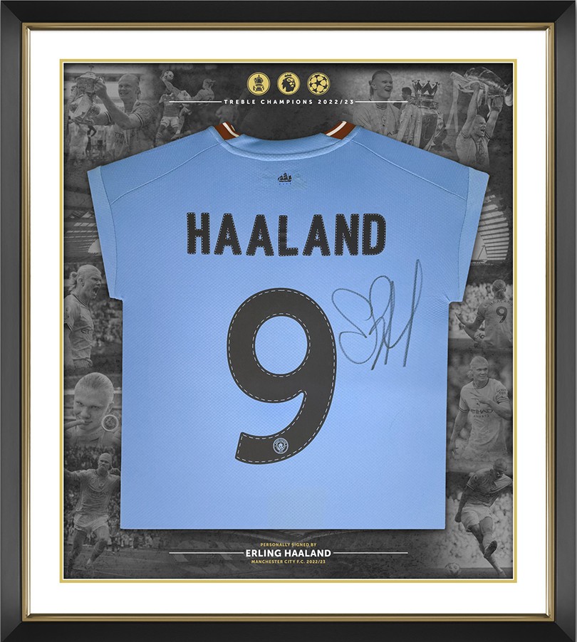 Erling Haaland Manchester City 2022/23 Signed And Framed Shirt ...