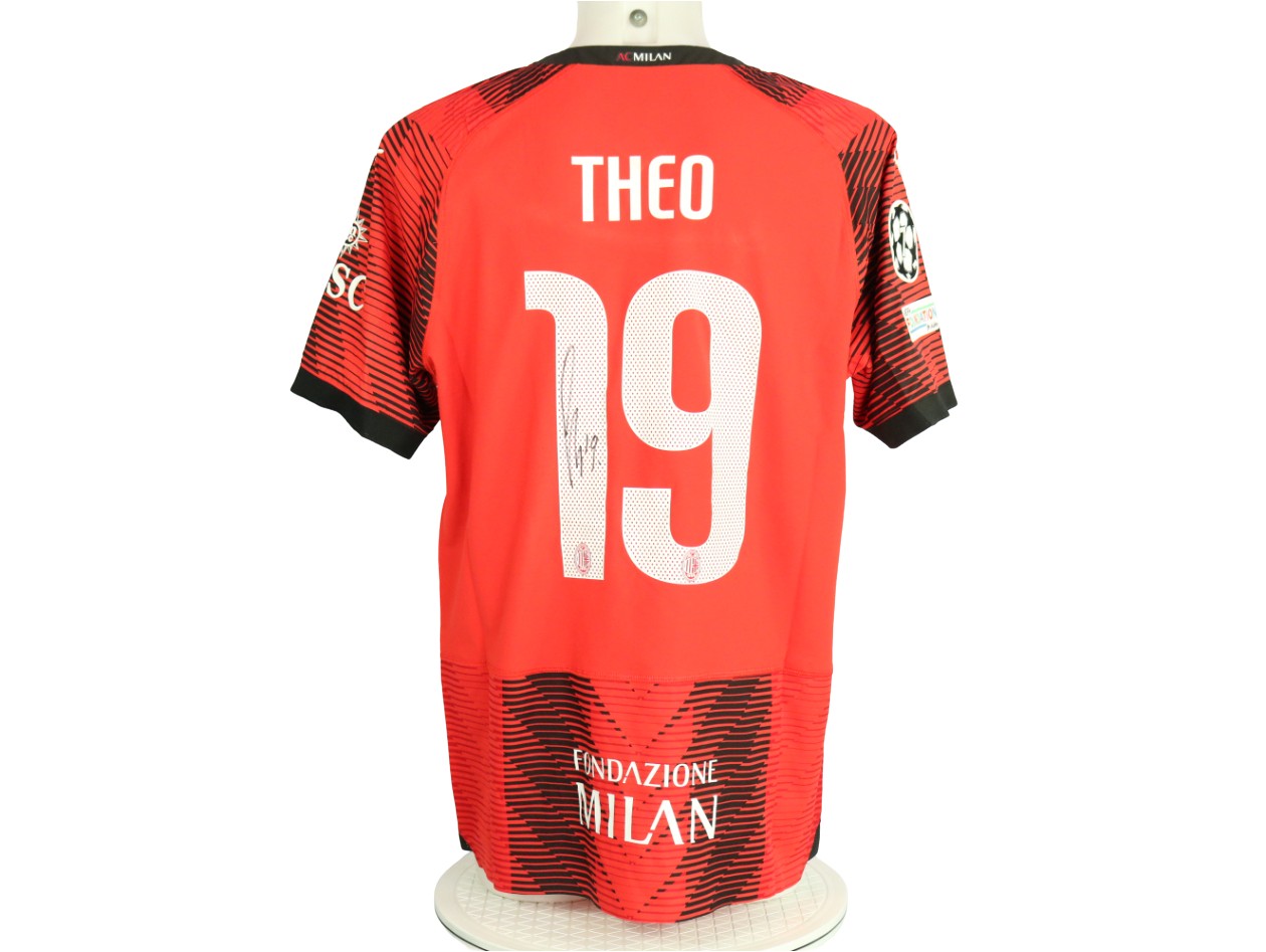 Theo Hernandez Milan Official Signed Shirt, 2023/24 - CharityStars