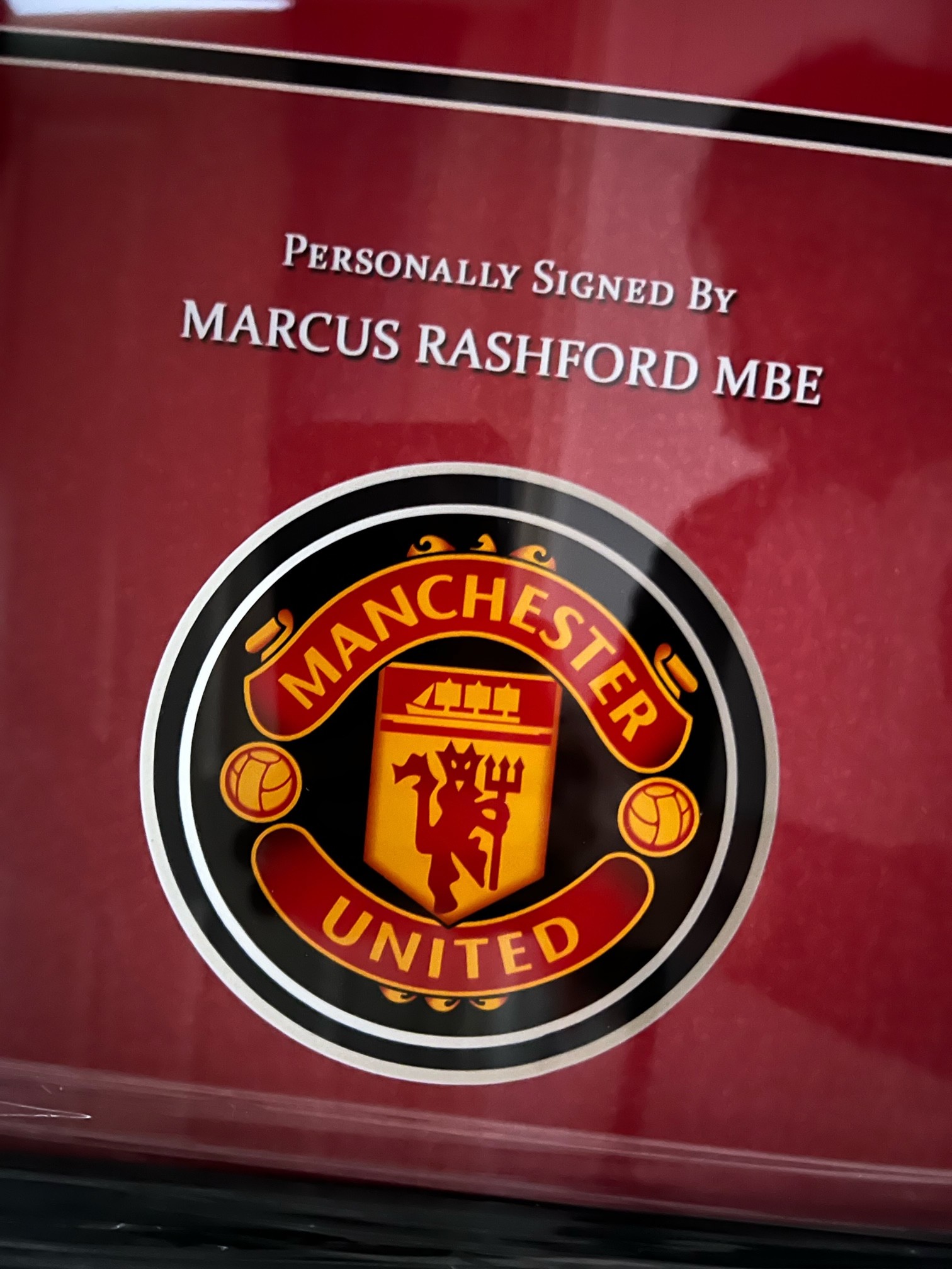 Cornice per foto autografata con autografo di Marcus Rashford Edinson Cavani Bruno Fernandes Manchester United