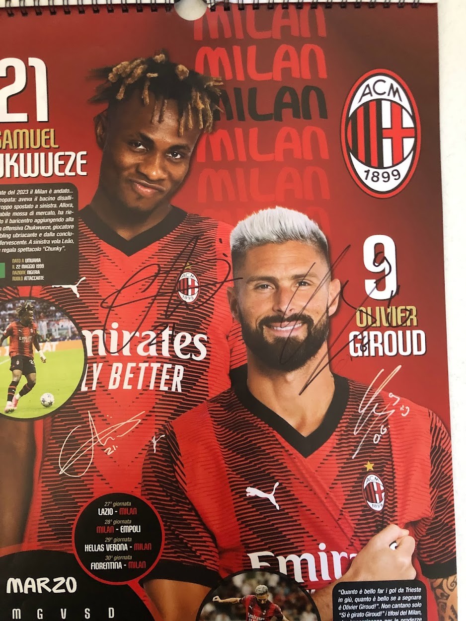 Official AC Milan Calendar, 2024 - Signed by the Players - CharityStars