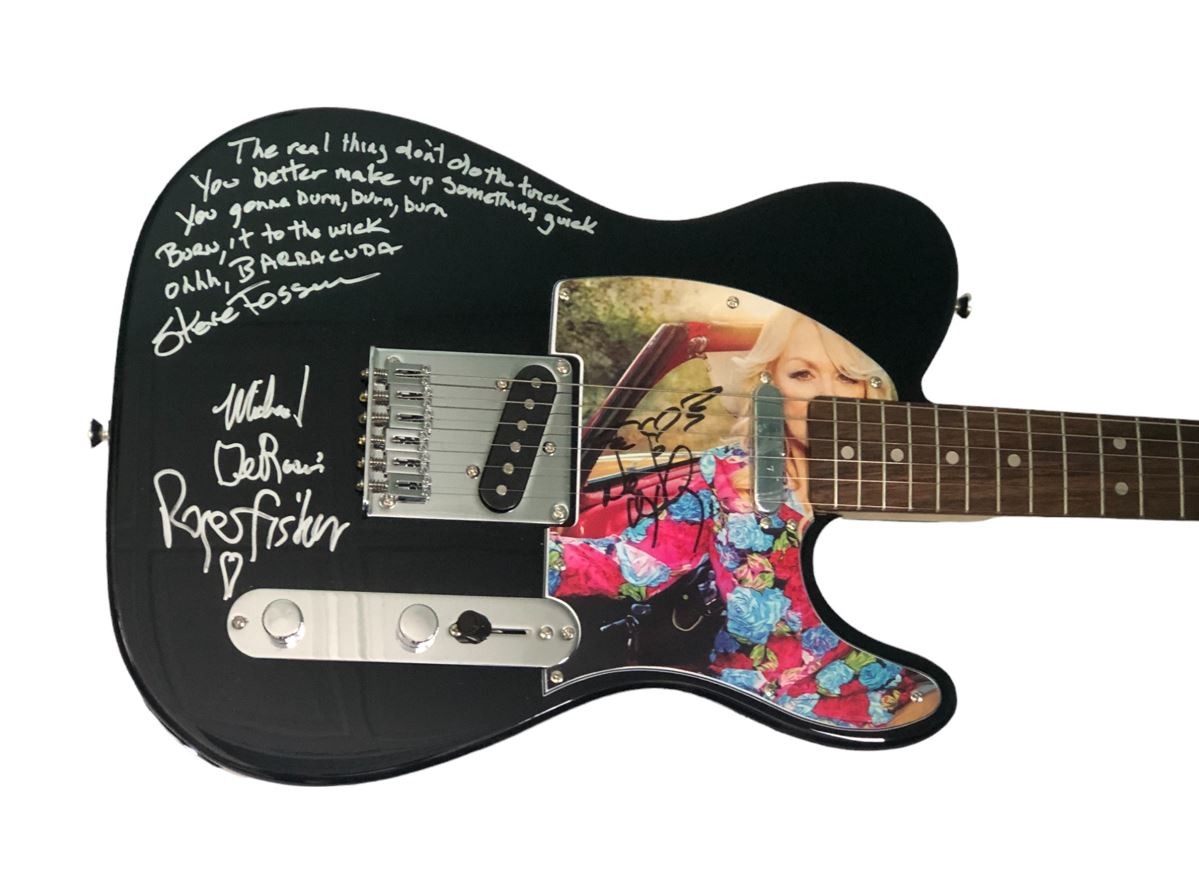 Heart Band Signed Guitar with Barracuda Lyrics - CharityStars