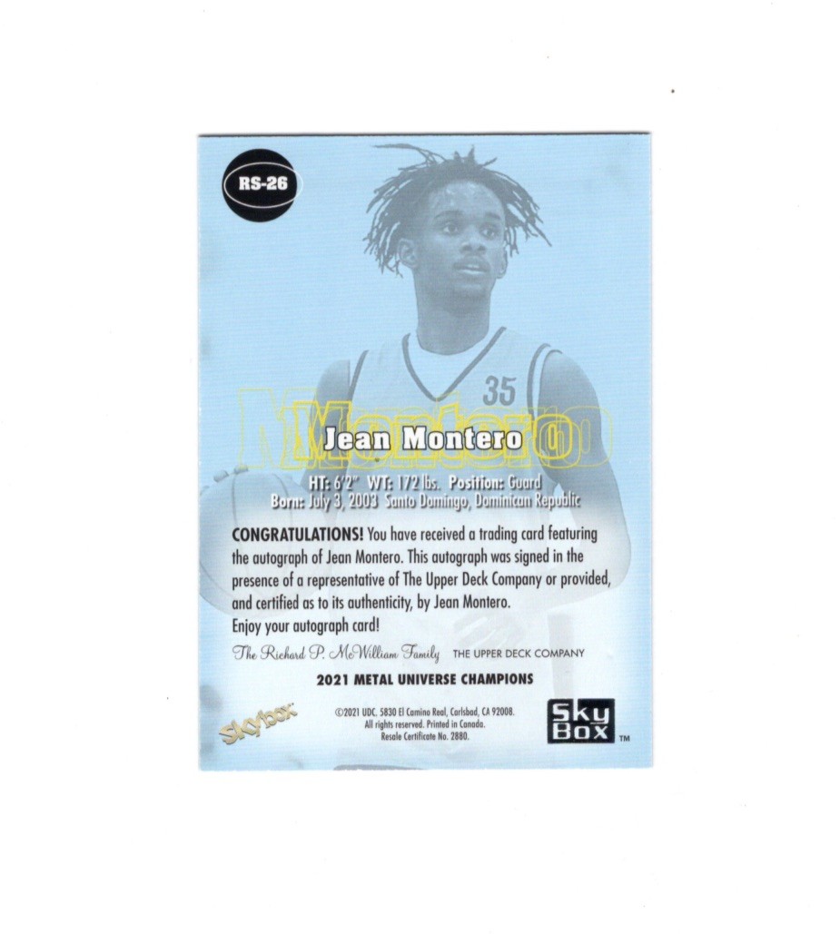 Card Metal Universe Champions signed by Jean Montero - CharityStars