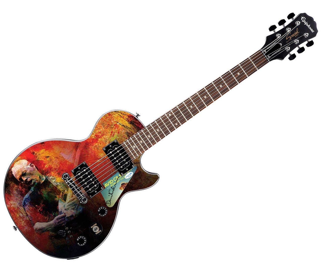 David Gilmour of Pink Floyd Signed Pickguard on a Custom Epiphone