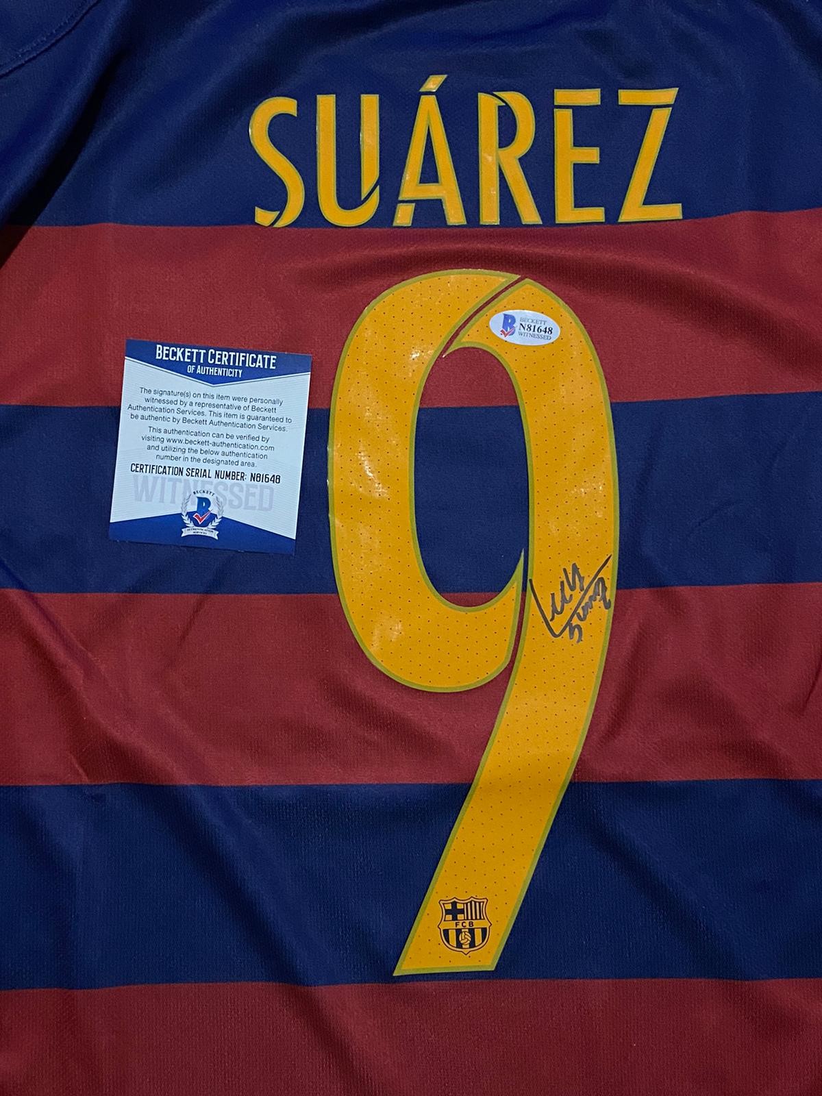 Hot Suarez FC Barcelona Autographed Jersey Beckett Authentic