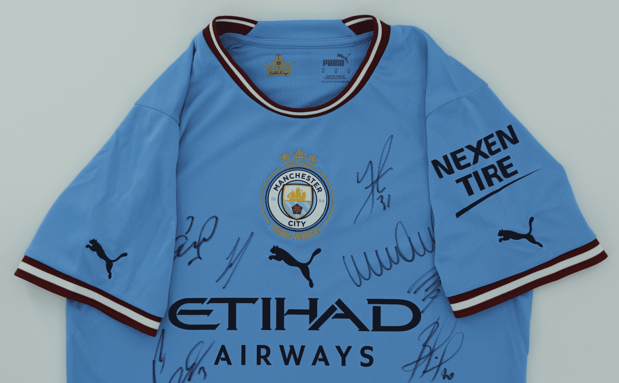 Manchester City 2022/23 Treble Winners Official Squad Signed Shirt