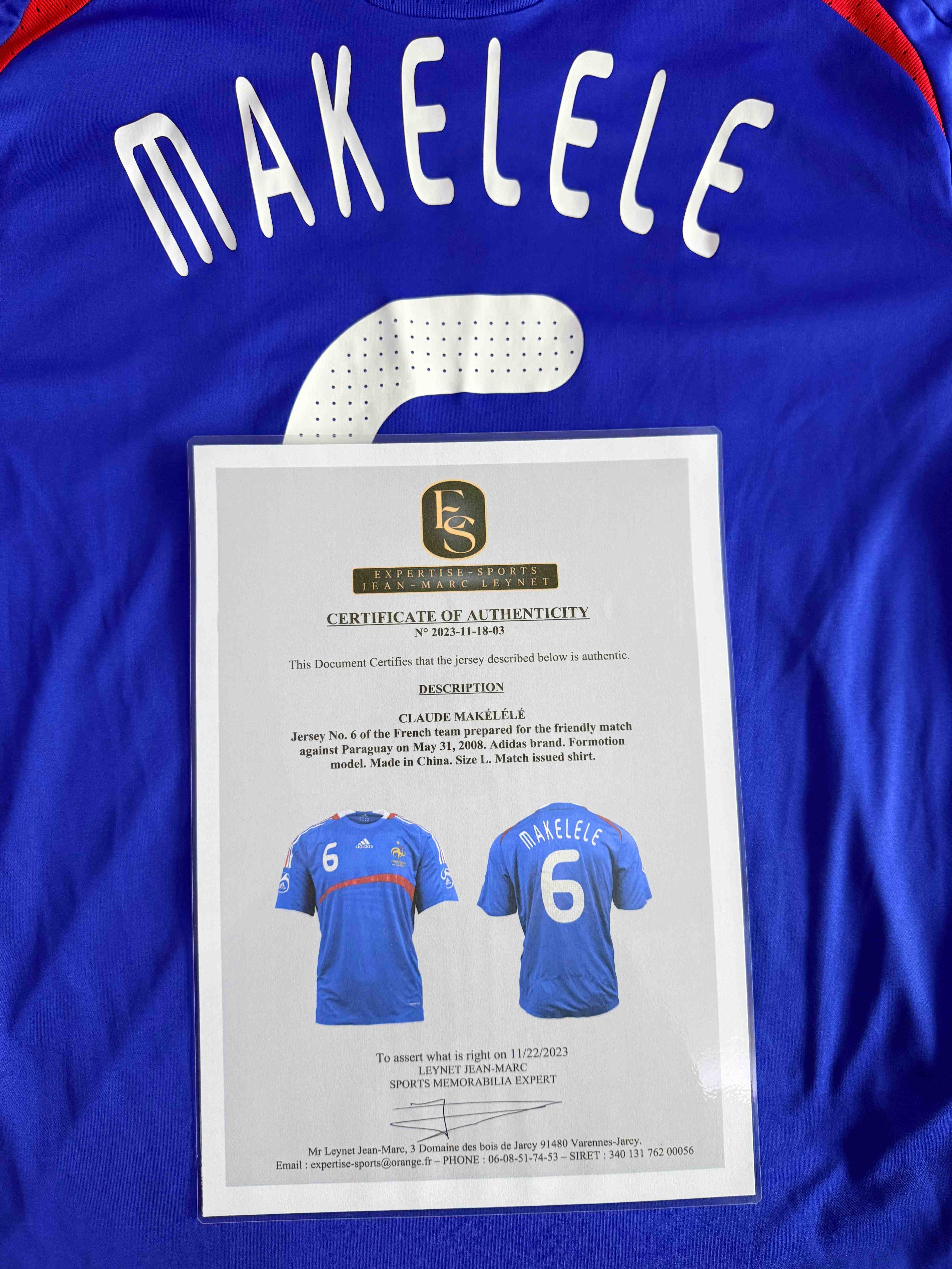 Makelele's France 2008 Match Issued Shirt - Win Match Worn Shirts