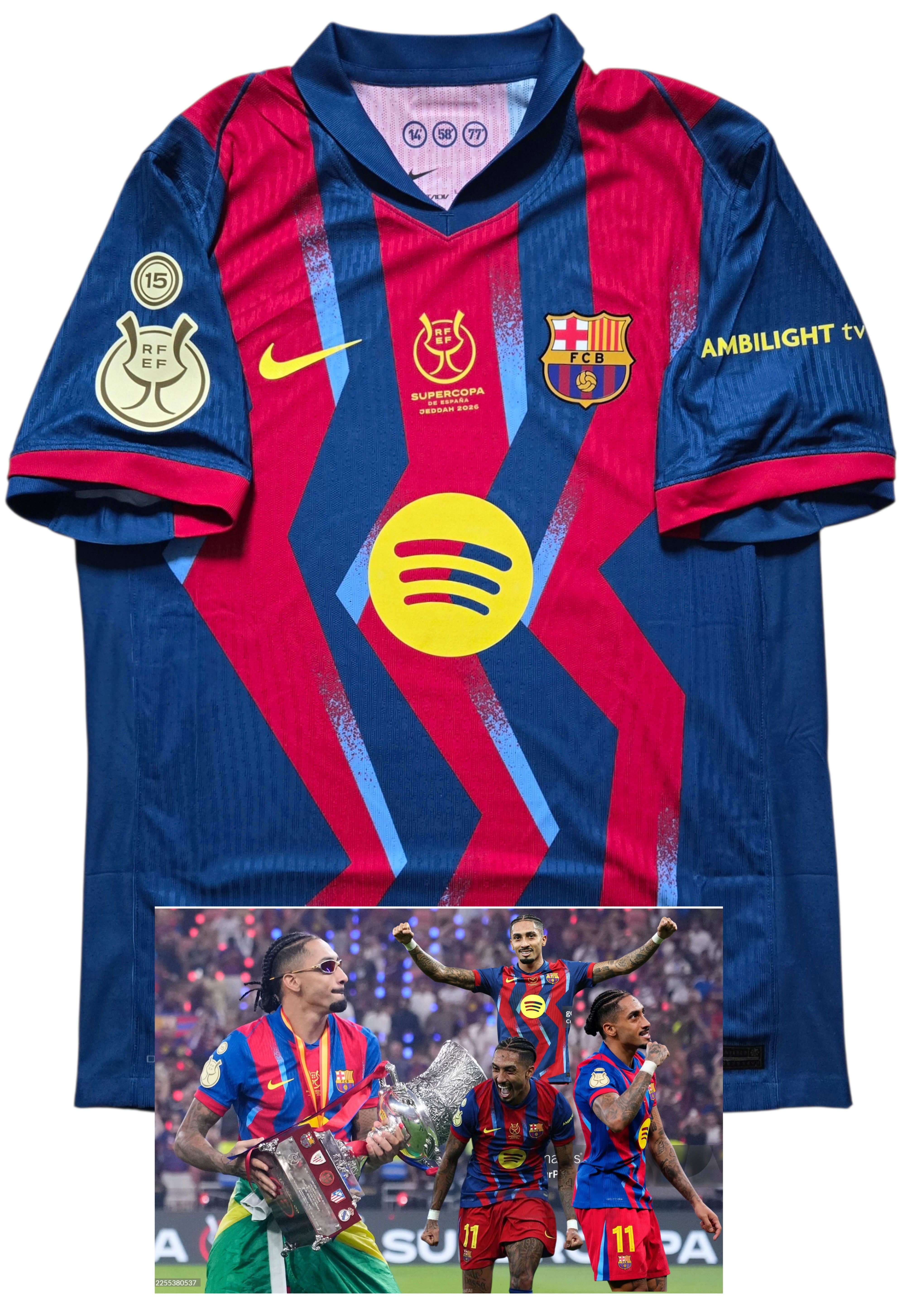 Raphinha's Signed Match-Issued Shirt, Barcelona vs Real Madrid