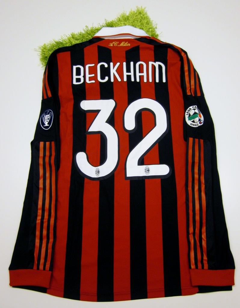 Beckham's AC Milan Match-Issue/Worn Shirt, UCL 2009/2010 - CharityStars