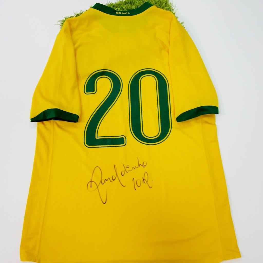 Ronaldinho match worn shirt, Brazil-Turkey, friendly match 2007 - signed -  CharityStars