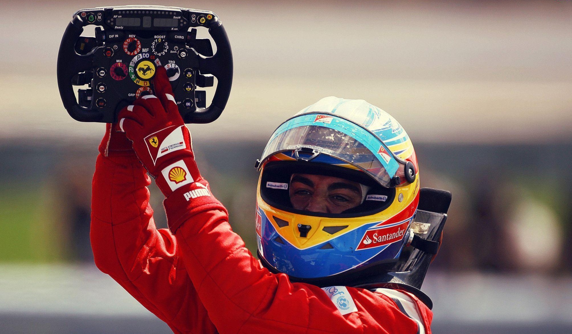 Fernando Alonso and Felipe Massa Signed Steering Wheel - CharityStars