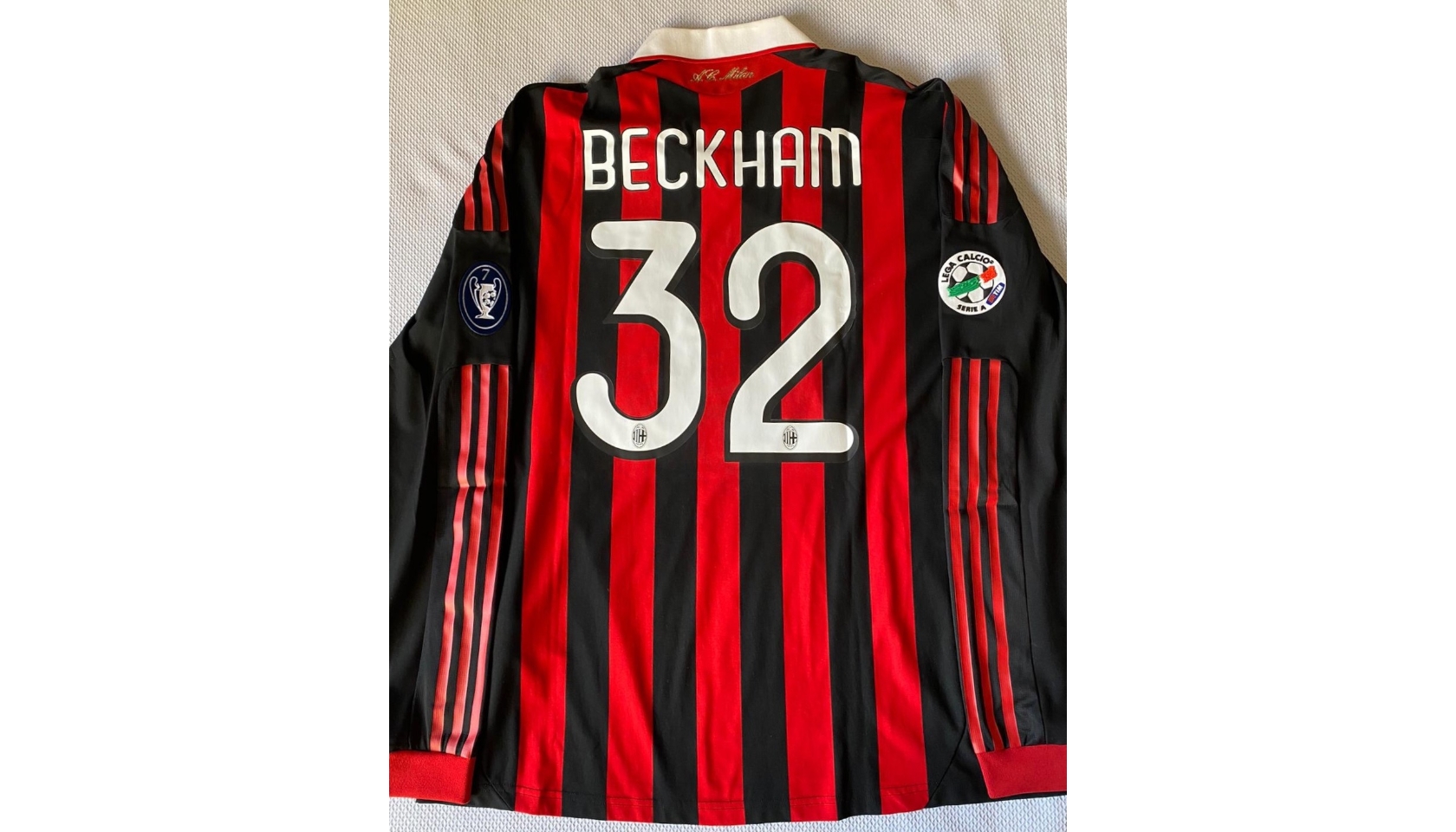 2009-10 David Beckham Match-Used AC Milan Jersey - MEARS Authentic