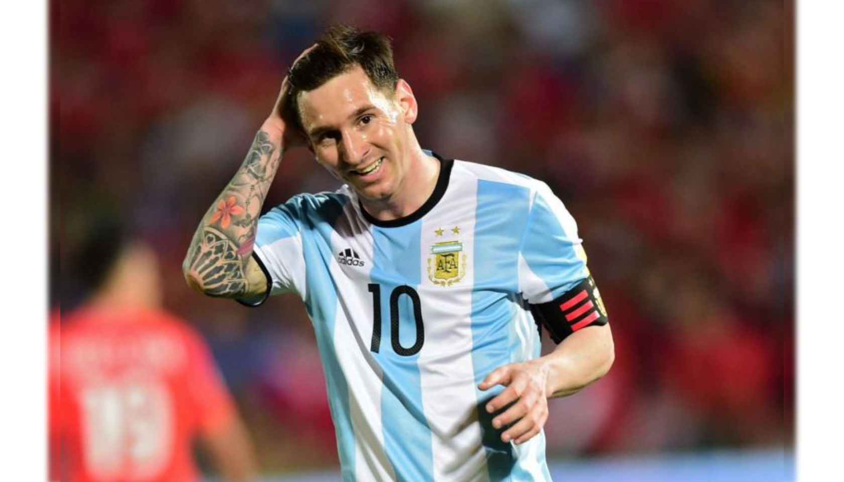 The shirts and football boots worn by Lionel Messi of Argentina