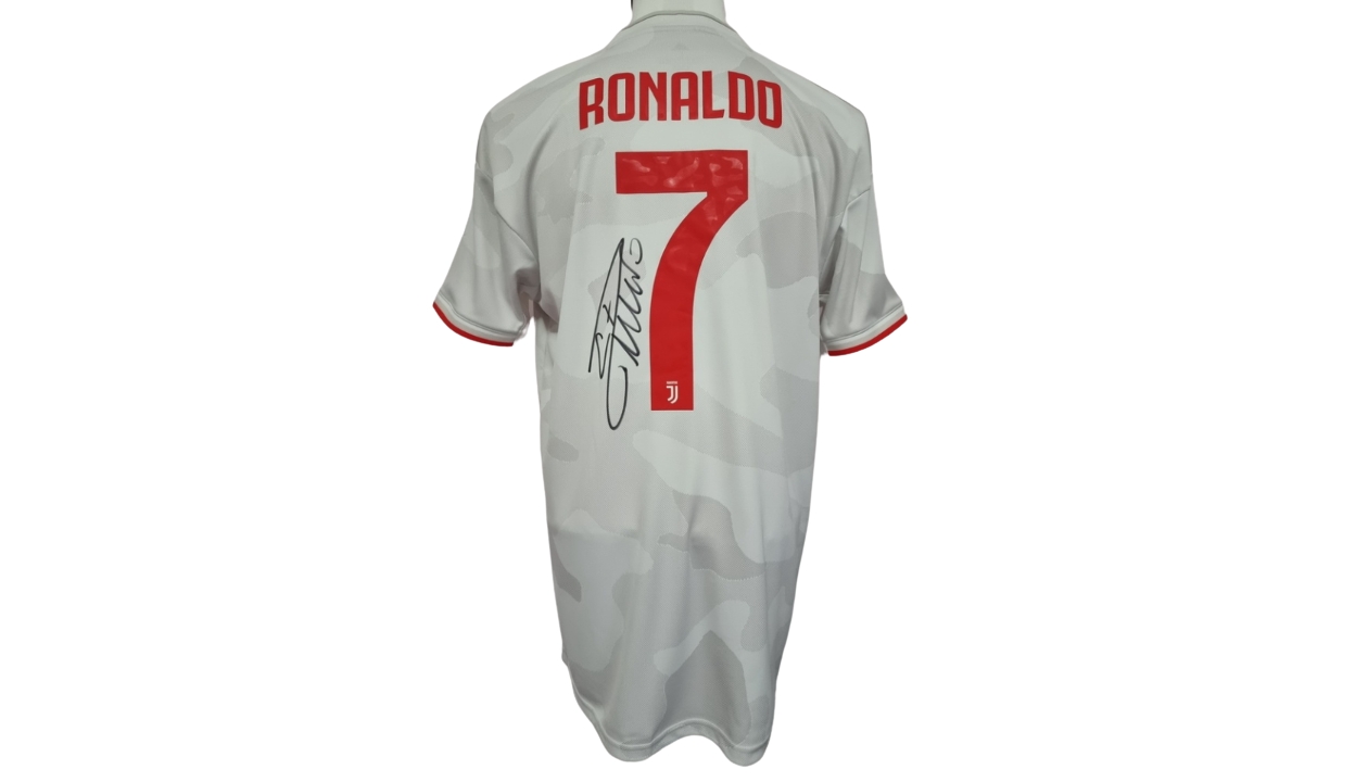 Framed Cristiano Ronaldo Signed Juventus Shirt - Home, 2019-2020, Number 7  - Premium - Genuine Signed Sports Memorabilia