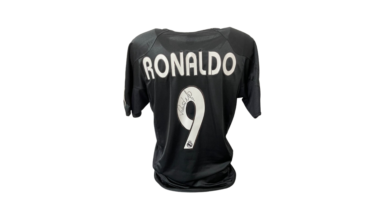 Ronaldo Real Madrid Black Away 2004 2005 Jersey Camiseta Shirt L SKU# –  foreversoccerjerseys