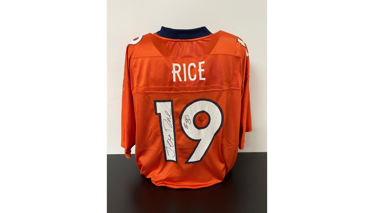 Rare!! Mitchell and Ness Denver Broncos Jerry Rice # 19 SZ 56 Throw Back  Jersey