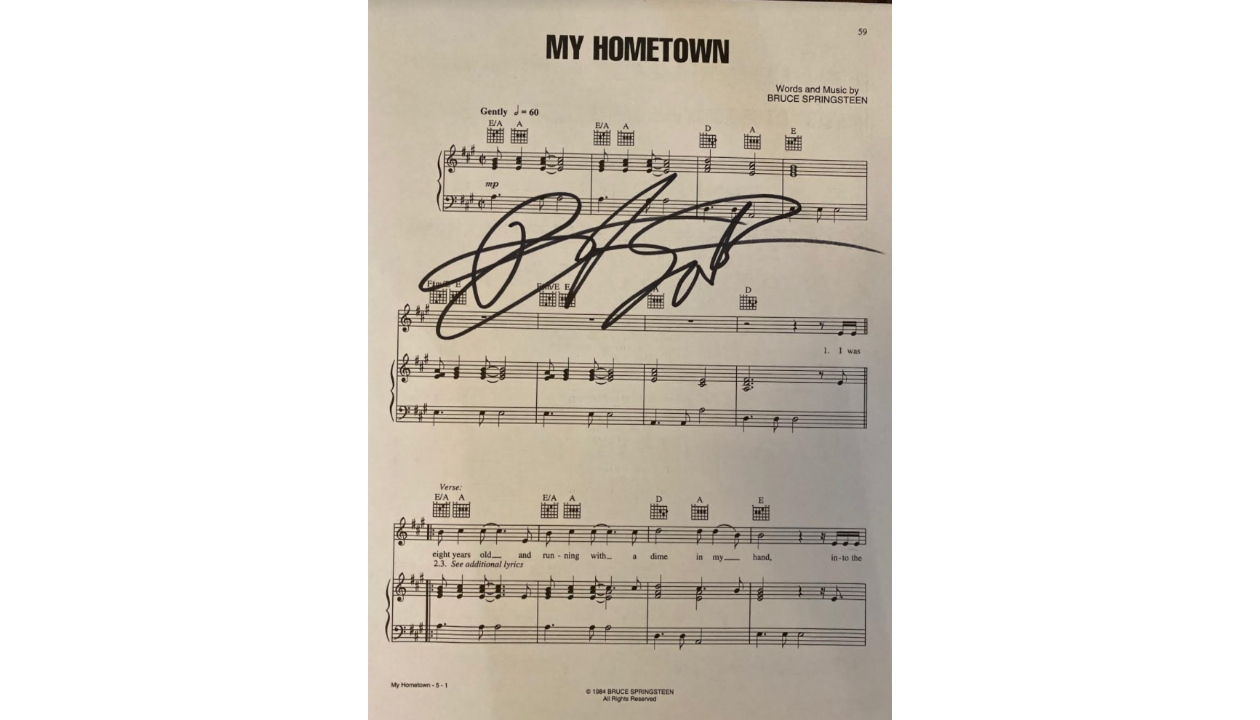 Bruce Springsteen Signed My Hometown Sheet Music Charitystars